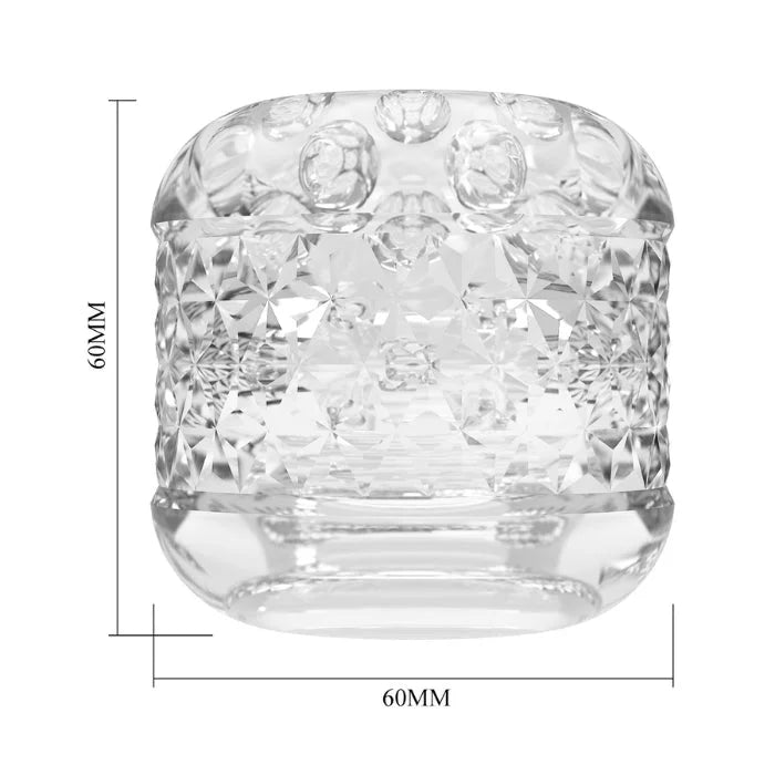Clear Pretty Love Cory Quickshot Masturbator with faceted crystal jar
