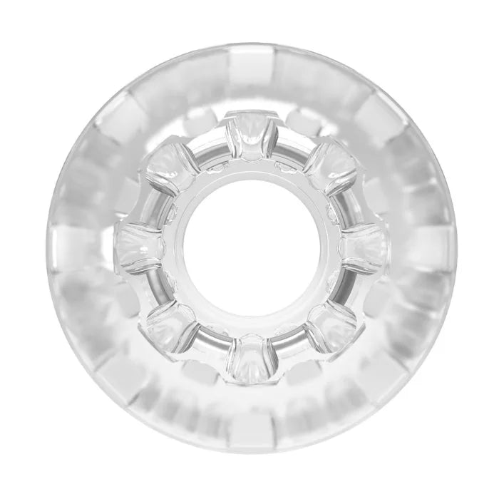 Clear Pretty Love Cory Quickshot masturbator ring with gear-like segments