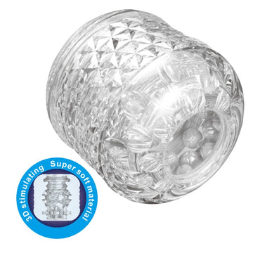 Clear Pretty Love Cory Quickshot masturbator with textured glass dildo