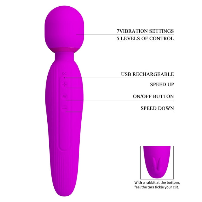 Pretty Love Curtis Wand Massager in vibrant purple silicone with rounded head
