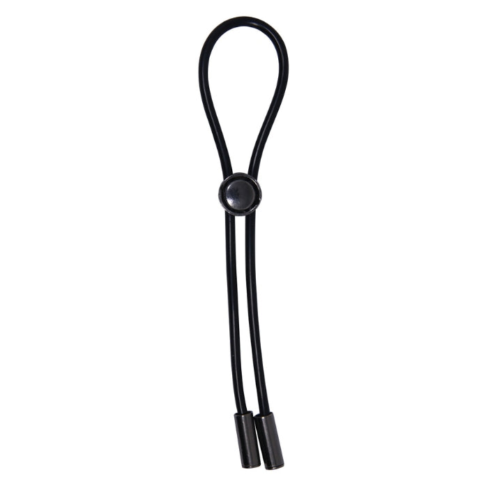 Pretty Love Delay black cock ring with ball loop and button