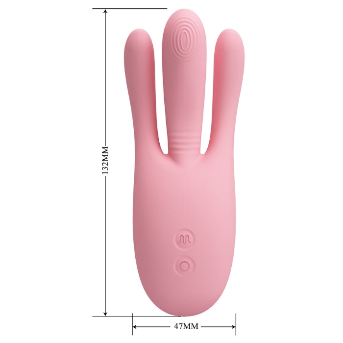 Pretty Love Diego pink silicone hand vibrator with finger protrusions