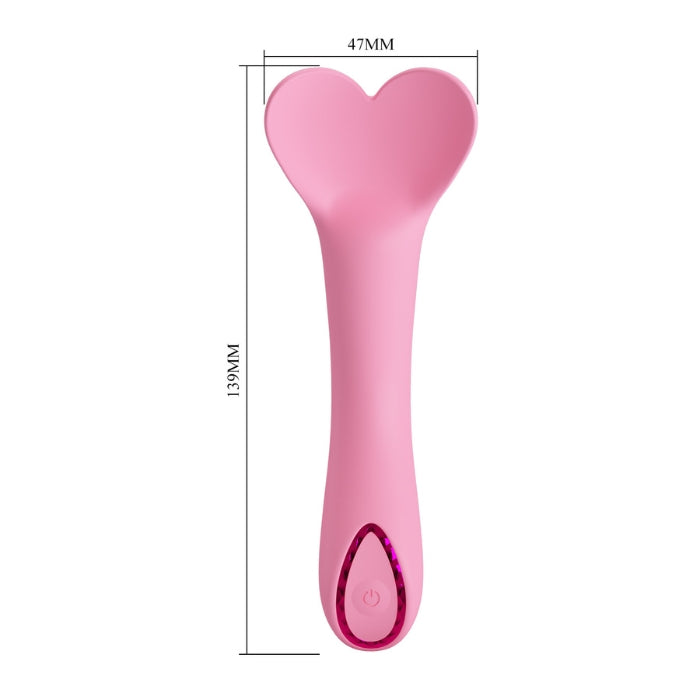 Pretty Love DJ Cock pink heart vibrator with shining decorative ring