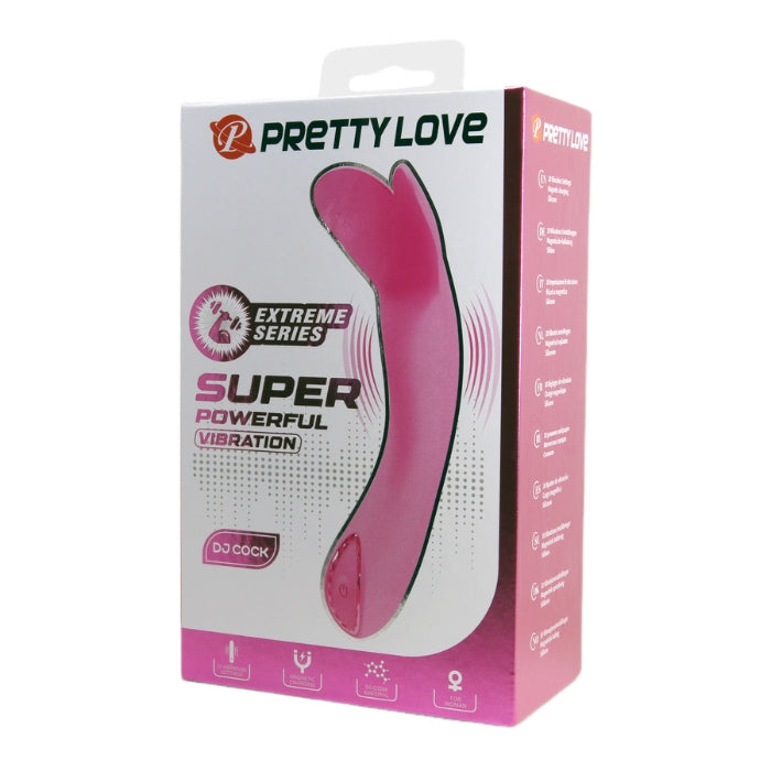 Pink Pretty Love DJ Cock Vibrator with shining decorative ring in box