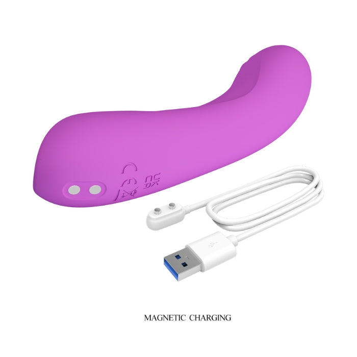 Pretty Love DJ Dick purple silicone vibrator with buttons and USB cable