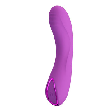 Purple Pretty Love DJ Dick vibrator with silicone body and glowing pink button