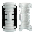 Pretty Love DJ Girl black masturbator with white ridged toy and button