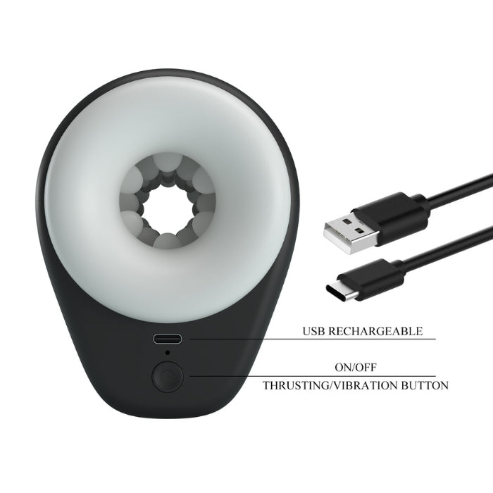 Pretty Love DJ Girl black manual squeezing vibrating masturbator with USB port