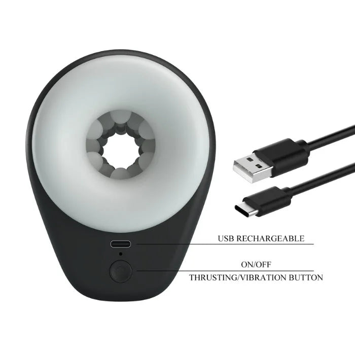 Pretty Love DJ Girl black manual squeezing vibrating masturbator with USB port