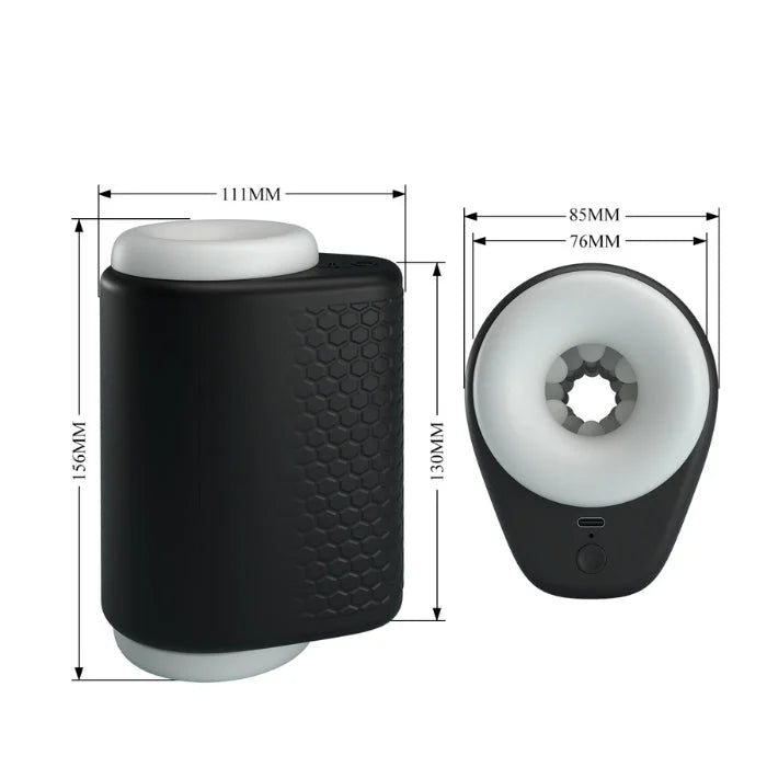 Pretty Love DJ Girl black silicone vibrating masturbator with hexagonal texture