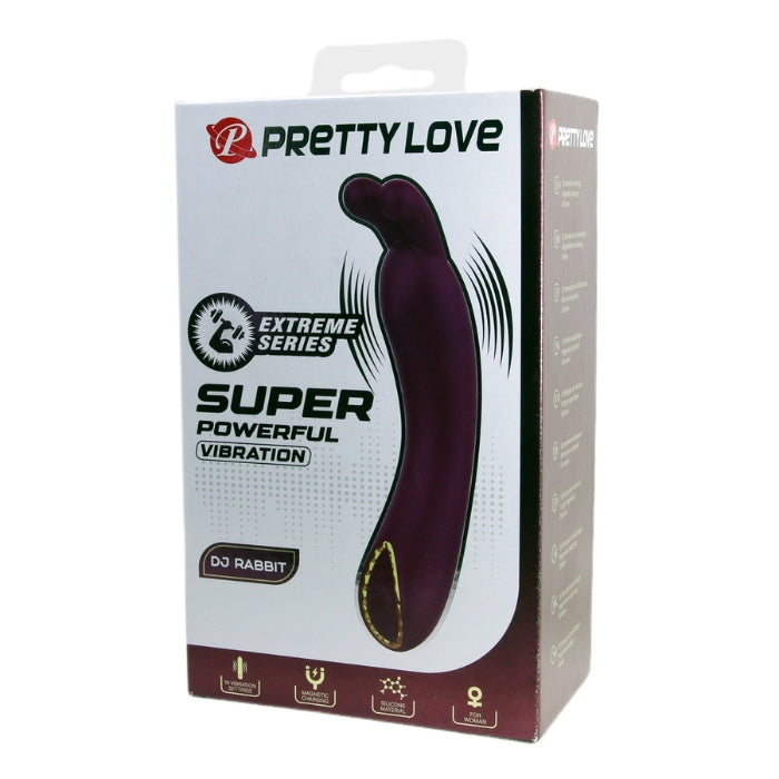 Pretty Love DJ Rabbit vibrator in plum purple silicone body