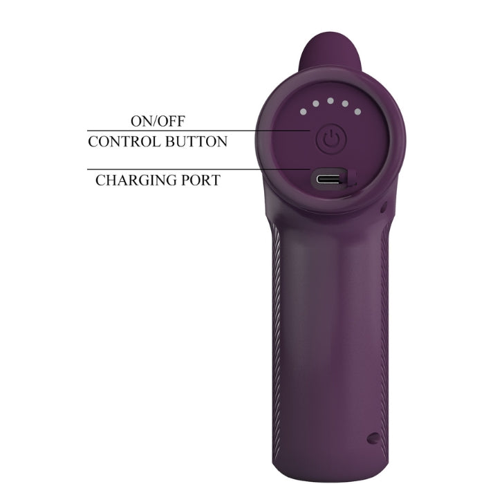 Pretty Love DJ Scholar purple thrusting massage gun with replaceable silicone head
