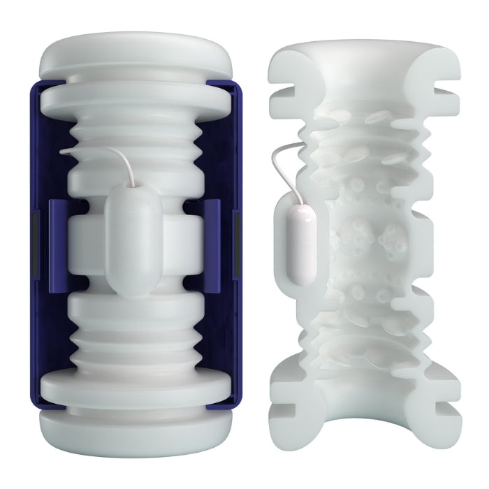 Pretty Love DJ Lady blue vibrating masturbator with manual squeezing