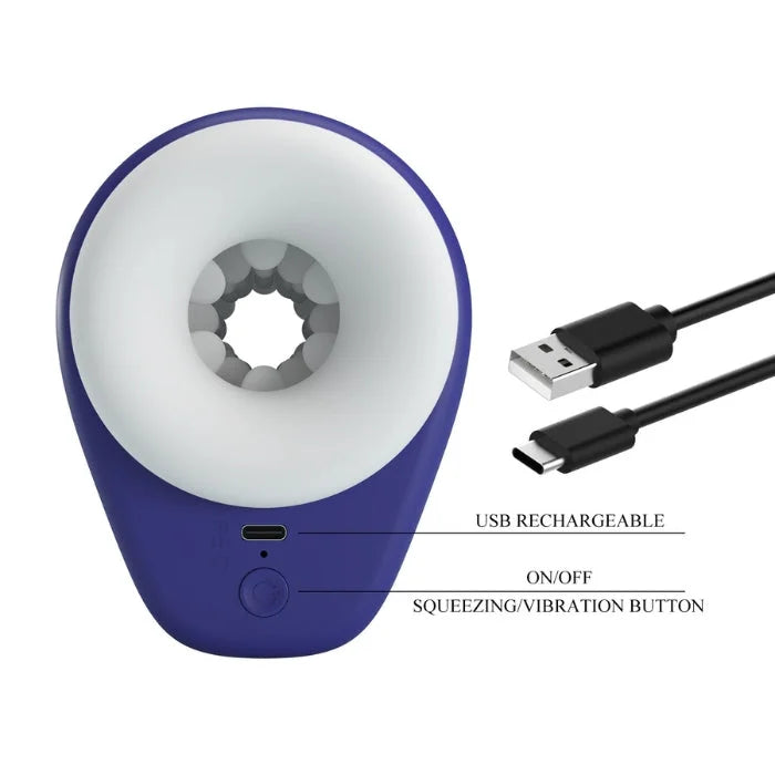 Pretty Love DJ Lady manual squeezing masturbator in blue with USB recharge