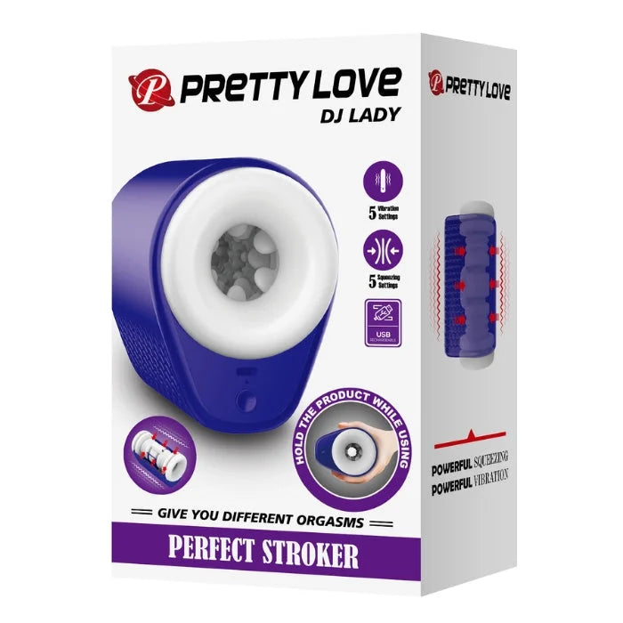 Pretty Love DJ Lady manual squeezing vibrating masturbator in blue