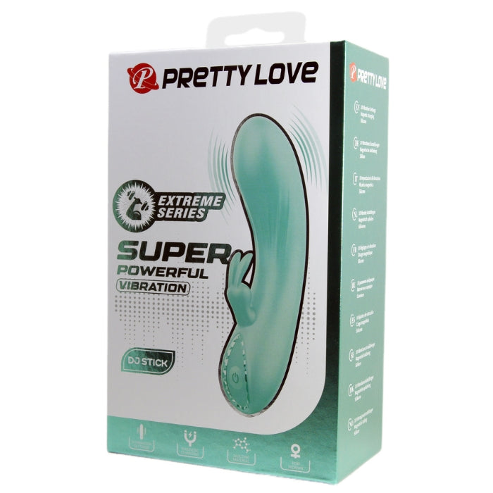 Pretty Love DJ Stick Rabbit Vibrator in teal with silicone body