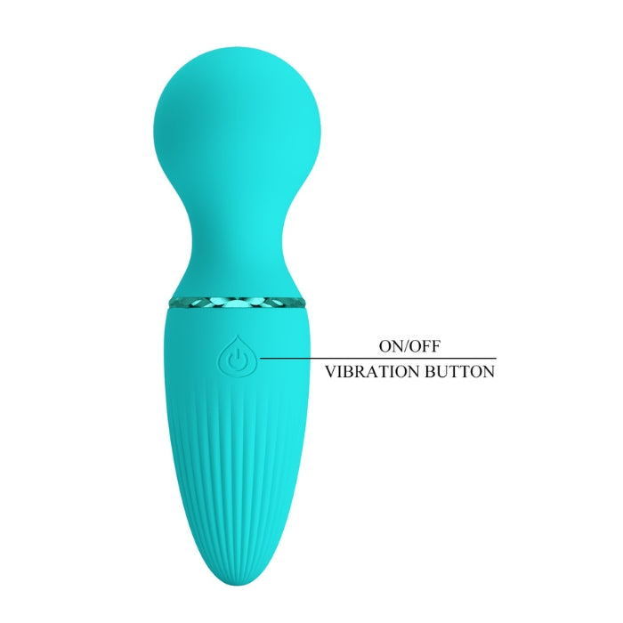 Pretty Love Dwayne Mini Wand Aqua teal silicone ribbed vibrator