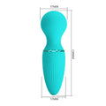 Pretty Love Dwayne Mini Wand Aqua teal silicone vibrator with rounded head and ribbed shaft