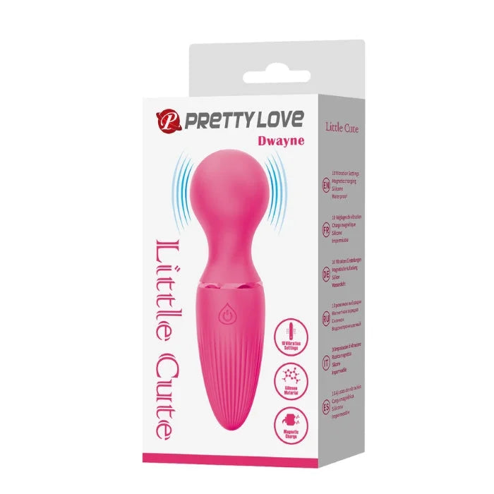 Pink Pretty Love Dwayne Mini Wand vibrating toy with rounded head