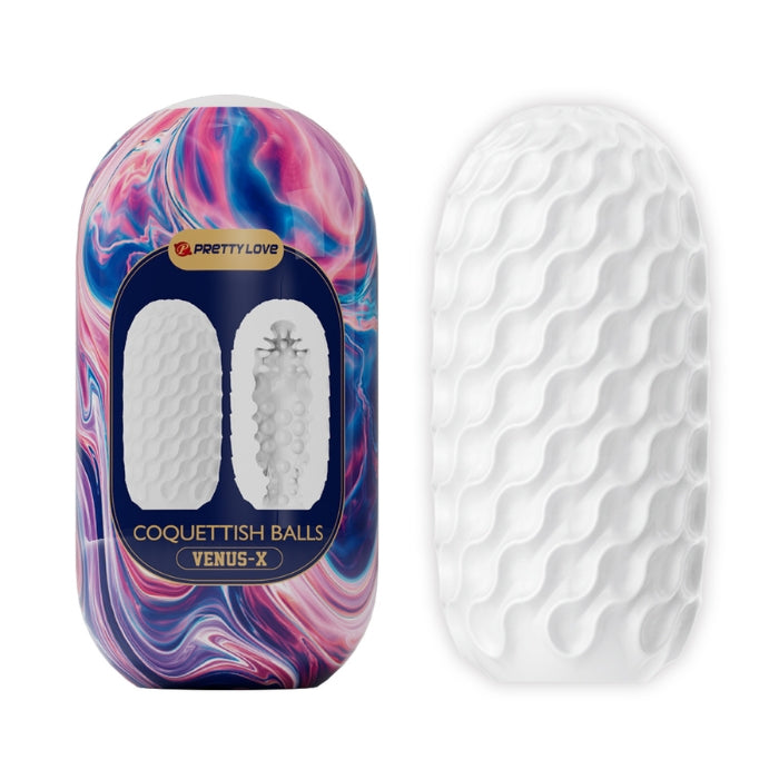 White Pretty Love Egg Coquettish Venus X Masturbator with Silicone Cock Ring
