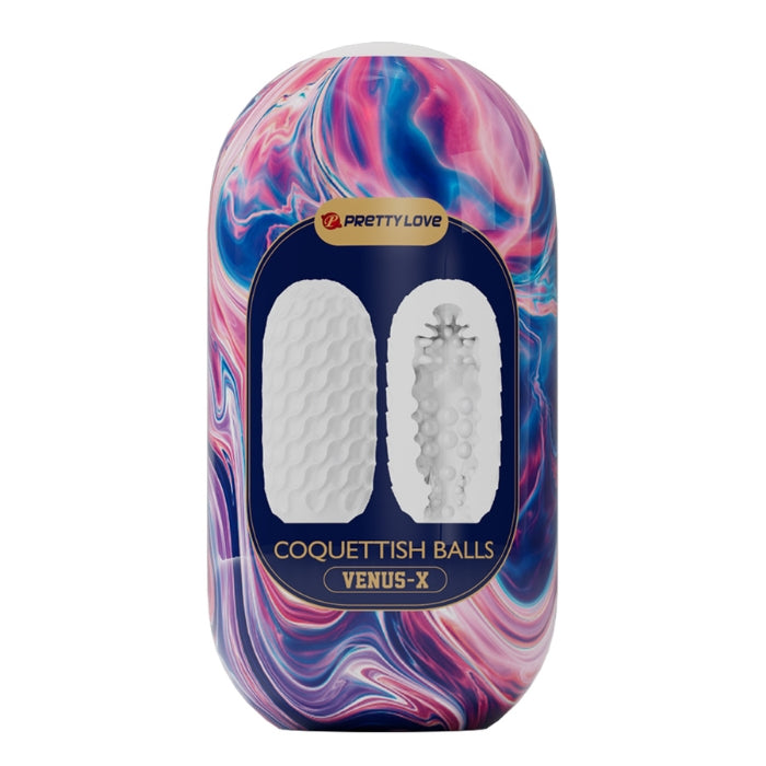 Pretty Love Egg Coquettish Venus X Masturbator in pink-blue marbled container