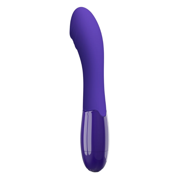 Pretty Love Elemental Youth Vibrator in glossy purple silicone with curved design