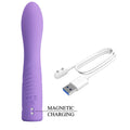 Pretty Love Elivia Rabbit Vibrator - Purple silicone wand with magnetic charger