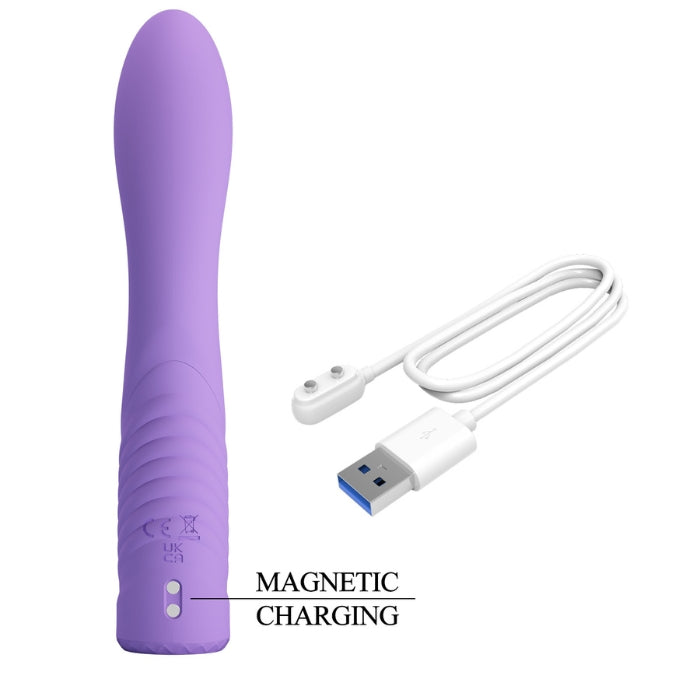 Pretty Love Elivia Rabbit Vibrator - Purple silicone wand with magnetic charger