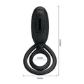 The stretchy material will fit around the base of your penis and balls, hugging close to the skin, trapping the blood in your penis and helping you achieve longer lasting and larger erections. The small ring is noduled for some added texture and the top of the ring features a clitoral stimulator with a vibrating bullet.