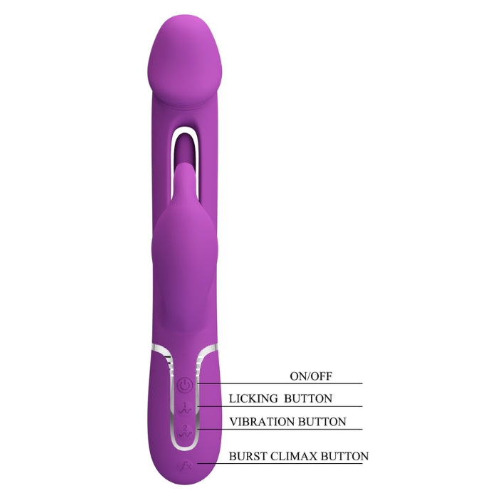 Pretty Love Flap Rabbit Vibrator with Clit Licker in lavender silicone