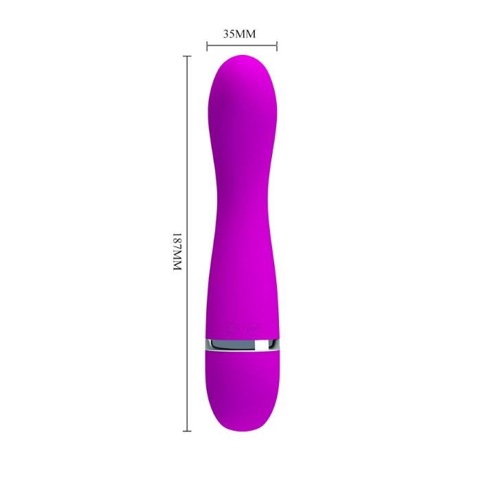 Enjoy endless nights of unbelievable pleasure with this 30 function curved G-spot vibrator. This sex toy is shaped with a rounded and slightly bulging head that will provide intense stimulation for all of your pleasure points. Takes 2 AAA batteries (not included).