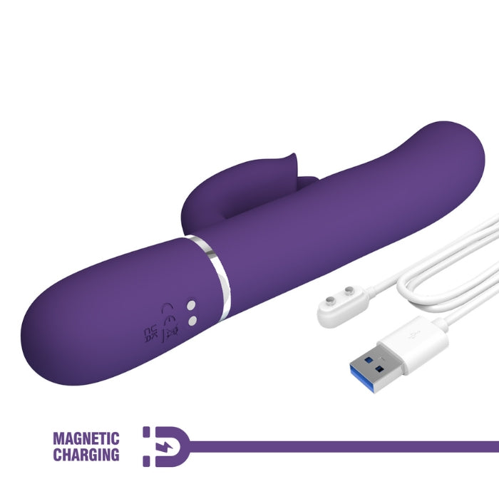 Pretty Love Gigi purple rabbit vibrator with clit licker and magnetic USB charger