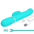 Pretty Love Gigi rabbit vibrator with teal silicone and magnetic USB charger