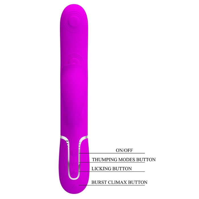Pretty Love Gigi pink rabbit vibrator with purple silicone wand and clit licker