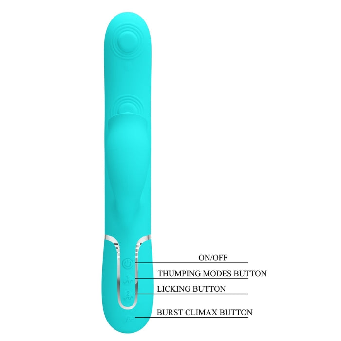 Pretty Love Gigi rabbit vibrator in aqua with clit licker