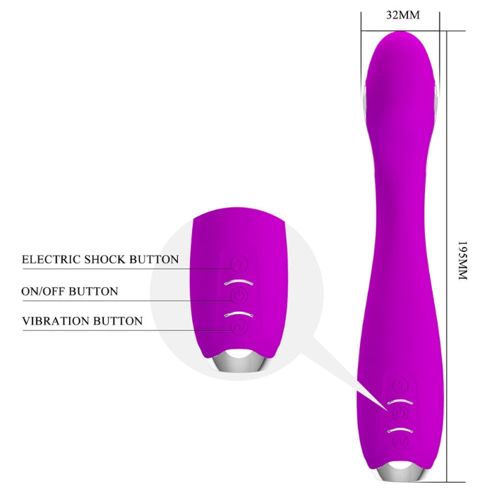 Pretty Love Hector electric shock vibrator with purple silicone and metallic ends