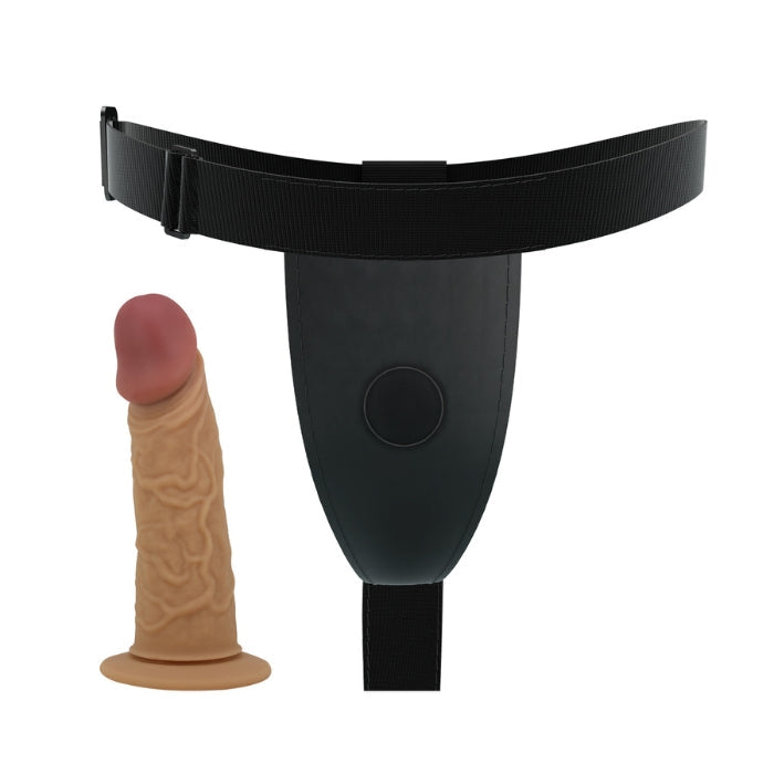 Take your penetrating play to the next level and indulge in a session with our fabulous pleasure universal strap-on harness. The delightful hard silicone shaft on this dildo strap-on is veined and features perfectly shaped super soft silicone head to provide you with maximum stimulation and penetration. Comes complete with strap-on dildo, comfortable and adjustable thick elasticated strap-on harness.