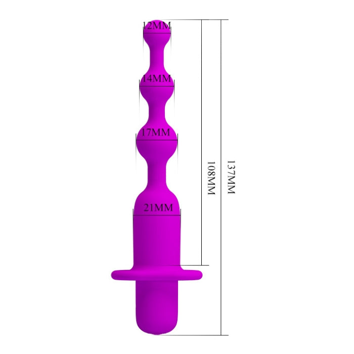 Purple silicone anal toy with bulbous sections and flared base for powerful vibrating pleasure