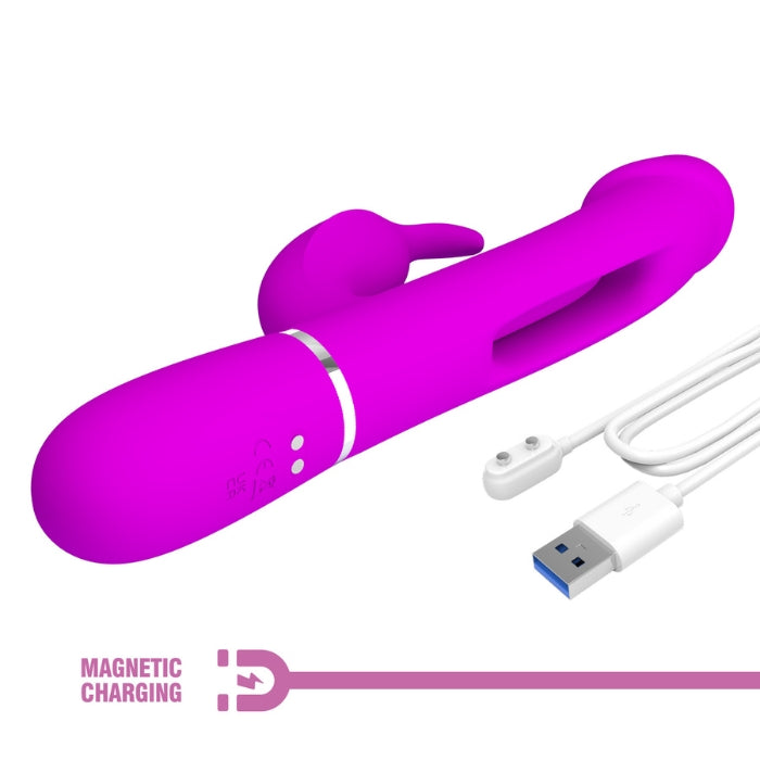 Pretty Love Kampas Flap Rabbit Vibrator in vibrant pink silicone with clit licker
