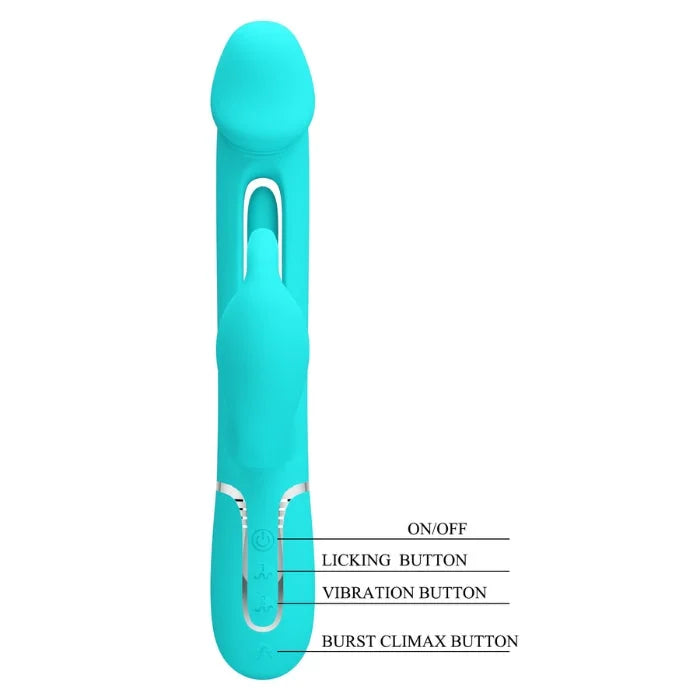 Pretty Love Kampas flap rabbit vibrator with teal silicone and clit licker