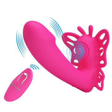 Experience intuitive hands-free pleasure with the Pretty Love 12 Function Remote G-spot Massager. Expertly sculpted to hug your G spot and Clitoral area. Experience intuitive hands-free pleasure with the Pretty Love 12 Function Remote G-spot Massager. Expertly sculpted to hug your G spot and Clitoris. Waterproof, USAB rechargeable and battery operated remote.