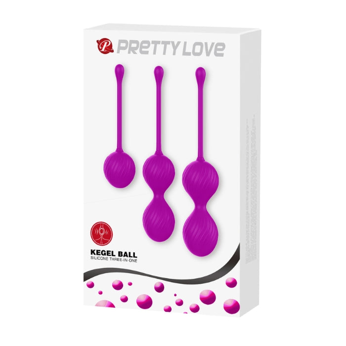 Pretty Love purple kegel ball set with 3 smooth silicone balls