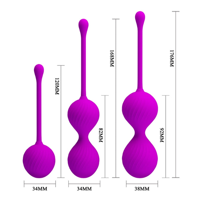 Pretty Love Kegel Ball Set in purple with 3 egg-shaped sizes