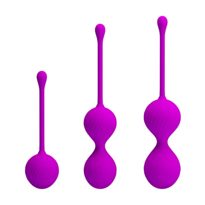 Pretty Love purple kegel ball set with 3 egg-shaped vibrators