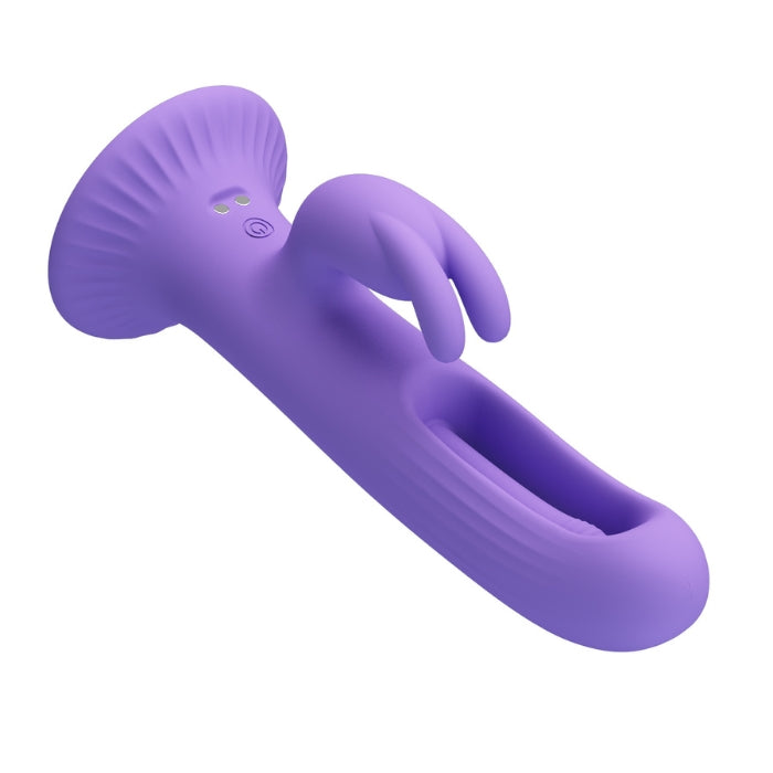 Pretty Love Killmoulis Rabbit Flap Vibrator - Purple silicone rabbit with suction base