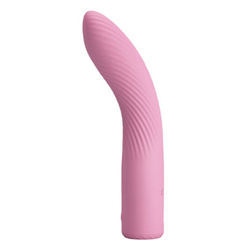 Pretty Love Kissell vibrator in pink with ribbed silicone body