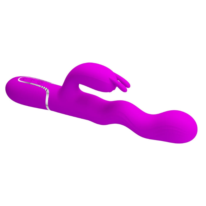 Pretty Love Laursen waving vibrator in vibrant purple silicone rabbit design