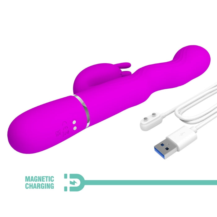 Pretty Love Laursen waving vibrator in vibrant magenta silicone with silver band