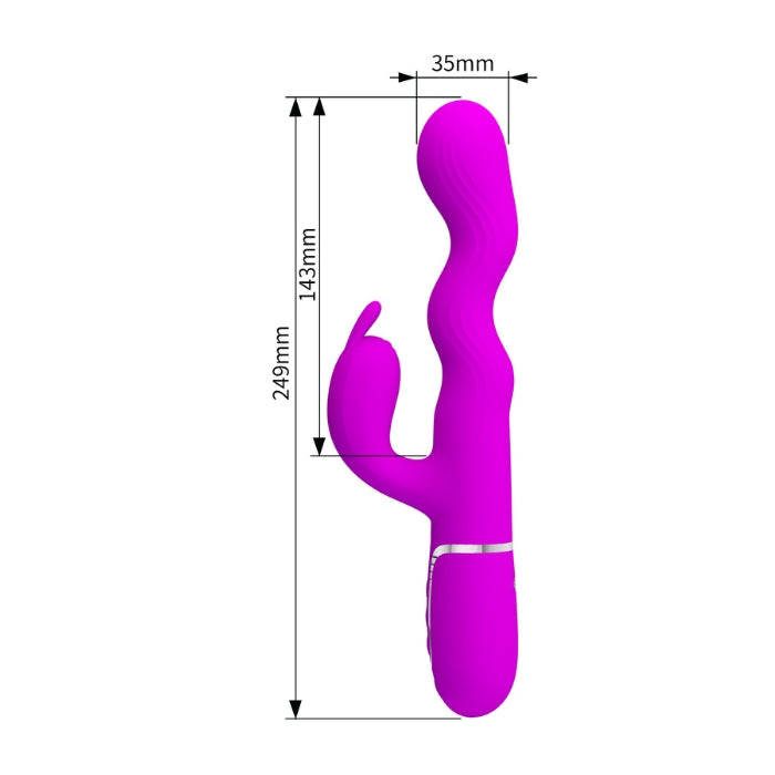 Pretty Love Laursen waving vibrator in purple silicone rabbit design