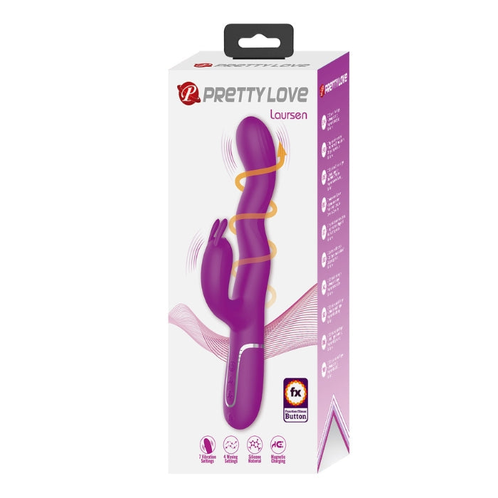 Pretty Love Laursen waving vibrator in purple silicone rabbit design